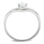 Jewellery Kingdom Wishbone Solitaire Band Cubic Zirconia Flat Stainless Steel Ring - Jewelry Rings - British D'sire