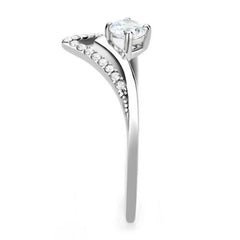 Jewellery Kingdom Wishbone Solitaire Band Cubic Zirconia Flat Stainless Steel Ring - Jewelry Rings - British D'sire