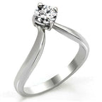 Jewellery Kingdom Wishbone Solitaire Stainless Steel Cubic Zirconia Ladies Ring (Silver) - Engagement Rings - British D'sire