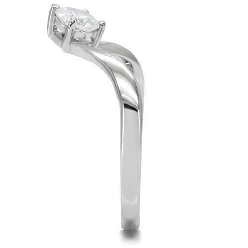 Jewellery Kingdom Wishbone Solitaire Stainless Steel Cubic Zirconia Ladies Ring (Silver) - Engagement Rings - British D'sire