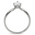 Jewellery Kingdom Wishbone Solitaire Stainless Steel Cubic Zirconia Ladies Ring (Silver) - Engagement Rings - British D'sire