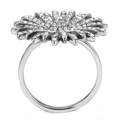 Jewellery Kingdom Womens Flower Simulated Diamond Stainless Steel Statement Ring - Jewelry Rings - British D'sire