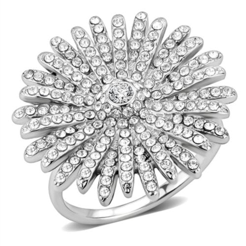 Jewellery Kingdom Womens Flower Simulated Diamond Stainless Steel Statement Ring - Jewelry Rings - British D'sire
