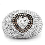 Jewellery Kingdom Womens Heart Dome Sterling Silver Simulated Diamond Micro Pave Ring - Jewelry Rings - British D'sire