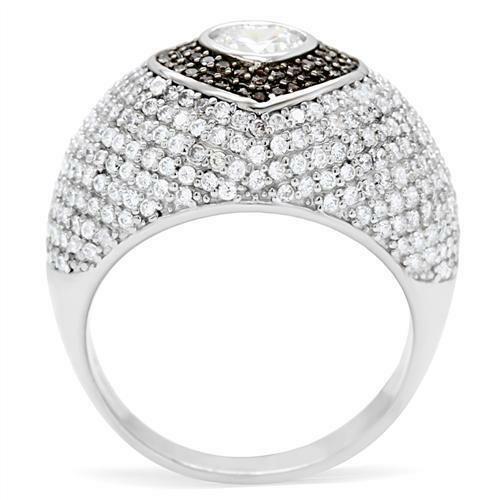 Jewellery Kingdom Womens Heart Dome Sterling Silver Simulated Diamond Micro Pave Ring - Jewelry Rings - British D'sire