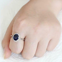 Jewellery Kingdom Women's London Sapphire Oval Elegant Simulated Diamond Ring (Blue) - Jewelry Rings - British D'sire