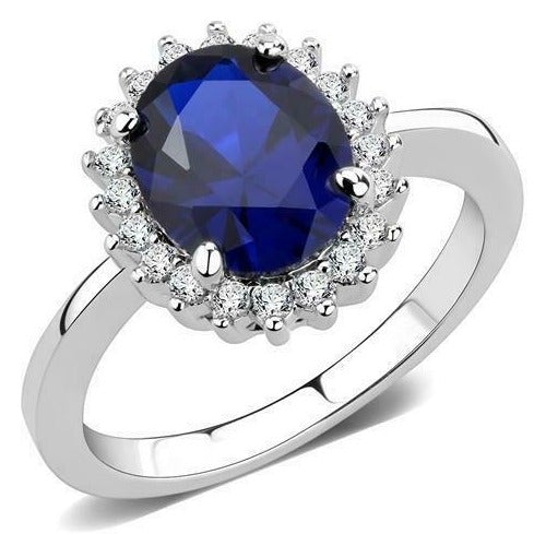 Jewellery Kingdom Women's London Sapphire Oval Elegant Simulated Diamond Ring (Blue) - Jewelry Rings - British D'sire