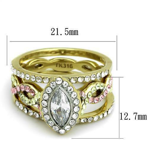 Jewellery Kingdom Women's Marquise 18KT Gold Simulated Diamond Ring Set - Jewelry Rings - British D'sire