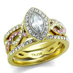 Jewellery Kingdom Women's Marquise 18KT Gold Simulated Diamond Ring Set - Jewelry Rings - British D'sire