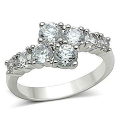 Jewellery Kingdom Womens Rhodium Cluster Anniversary Simulated Diamond Ring - Jewelry Rings - British D'sire