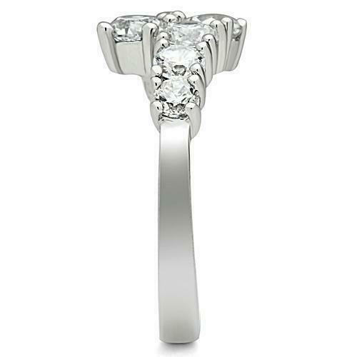 Jewellery Kingdom Womens Rhodium Cluster Anniversary Simulated Diamond Ring - Jewelry Rings - British D'sire