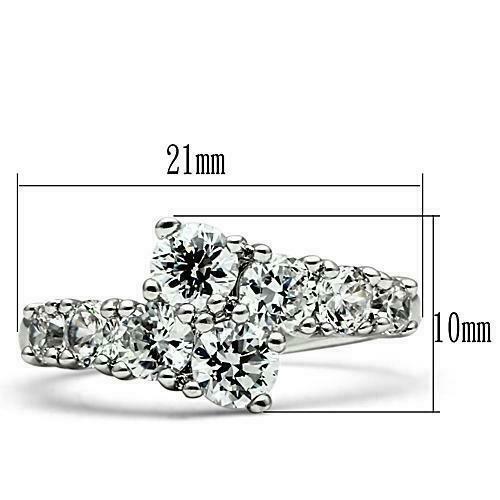 Jewellery Kingdom Womens Rhodium Cluster Anniversary Simulated Diamond Ring - Jewelry Rings - British D'sire