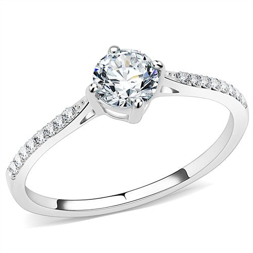 Jewellery Kingdom Womens Solitaire Engagement Simulated Diamonds Stainless Steel Ring - Jewelry Rings - British D'sire Main image