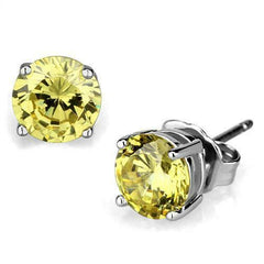 Jewellery Kingdom Yellow Citrine Cubic Zirconia Stainless Steel Studs Earrings (Silver) - Earrings - British D'sire