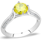 Jewellery Kingdom Yellow Cubic Zirconia Accents Stainless Steel Silver Ladies Engagement Citrine Ring - Engagement Rings - British D'sire