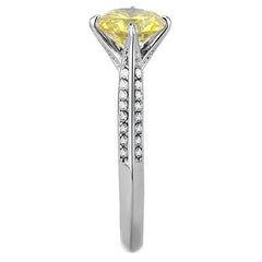 Jewellery Kingdom Yellow Cubic Zirconia Accents Stainless Steel Silver Ladies Engagement Citrine Ring - Engagement Rings - British D'sire