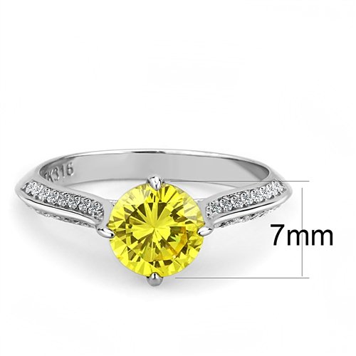 Jewellery Kingdom Yellow Cubic Zirconia Accents Stainless Steel Silver Ladies Engagement Citrine Ring - Engagement Rings - British D'sire Main image