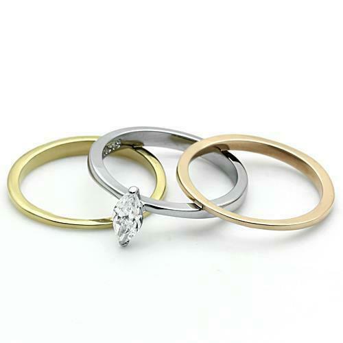 Jewellery Kingdom Yellow Stainless Steel Wedding Bands 1.2 Carat Marquise Ring Set (Gold) Secondary image