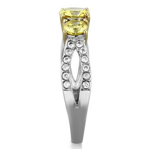 Jewellery Kingdom YellowThree Stone Cubic Zirconia Gold Stainless Steel Ladies Citrine Ring - Jewelry Rings - British D'sire