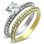 Jewellery Kingdom1.50ct Band Cubic Zirconia Stainless Steel Pave Wedding Engagement Ring Set (Gold & Silver) - Jewelry Rings - British D'sire
