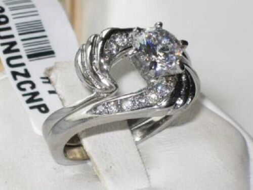 Jewellery KingdomCZ 1CT Stainless Steel Wedding Bridal Ladies Ring Set Band - Jewelry Rings - British D'sire Main image