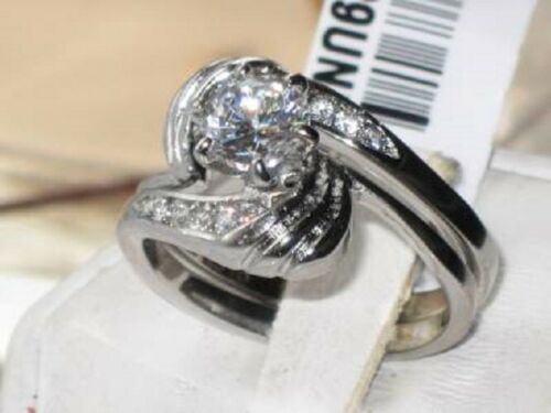 Jewellery Kingdom CZ 1CT Stainless Steel Wedding Bridal Ladies Ring Set Band Secondary image