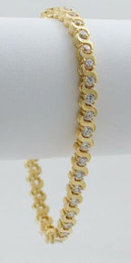 Jewellery Kingdomcz Cubic Zirconia 18KT S - Bar Link 7 inches Ladies Tennis Bracelet (Gold) - Bracelets & Bangles - British D'sire