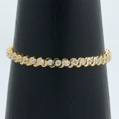 Jewellery Kingdomcz Cubic Zirconia 18KT S - Bar Link 7 inches Ladies Tennis Bracelet (Gold) - Bracelets & Bangles - British D'sire
