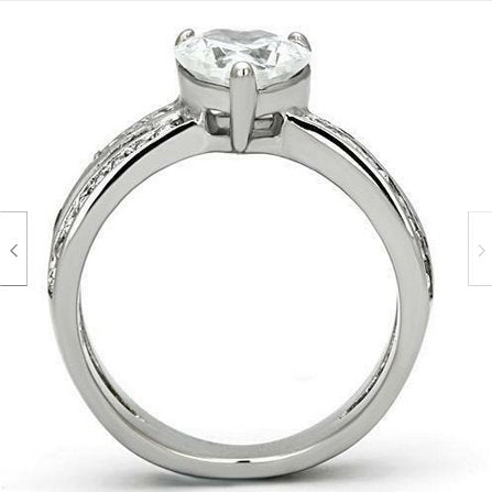 Jewellery Kingom Ladies Heart 2ct Stainless Steel Pretty Simulated Diamonds Ring (Silver) Secondary image