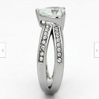 Jewellery Kingom Ladies Heart 2ct Stainless Steel Pretty Simulated Diamonds Ring (Silver) - Rings - British D'sire