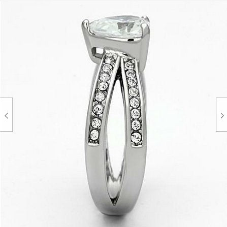 Jewellery Kingom Ladies Heart 2ct Stainless Steel Pretty Simulated Diamonds Ring (Silver) - Rings - British D'sire