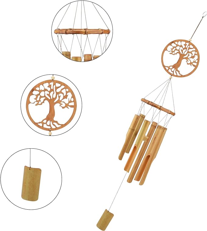 JOELELI Wind Chimes, Wooden Wind Chime Handmade Decor Personalised Music Chimes for Garden, Outdoor, Outside, Patio, Home and Indoor(Tree of Life) - British D'sire