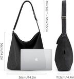 KALIDI Women's Thickened Corduroy Tote Bag with Zip Waterproof Shoulder Bag with Pockets Casual Crossbody Handbags with Adjustable Shoulder Straps for School, College, Work - British D'sire