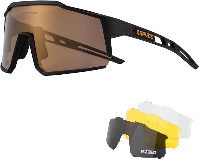 KAPVOE Polarized Cycling Glasses With 4 Interchangeable Lenses Tr90 Frame For Men Women Sports Sunglasses Mountain Bike Glasses MTB Bicycle Goggles Running Secondary image