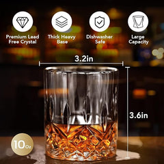 KAQ Whiskey Glasses, Whisky Glasses Set of 2, 320ml Lead-Free Crystal Whisky Glass Gift Set, Personalised Whiskey Gift Sets for Men, Whiskey Tumbler for Scotch Bourbon Gin Rum Negroni Brandy - British D'sire