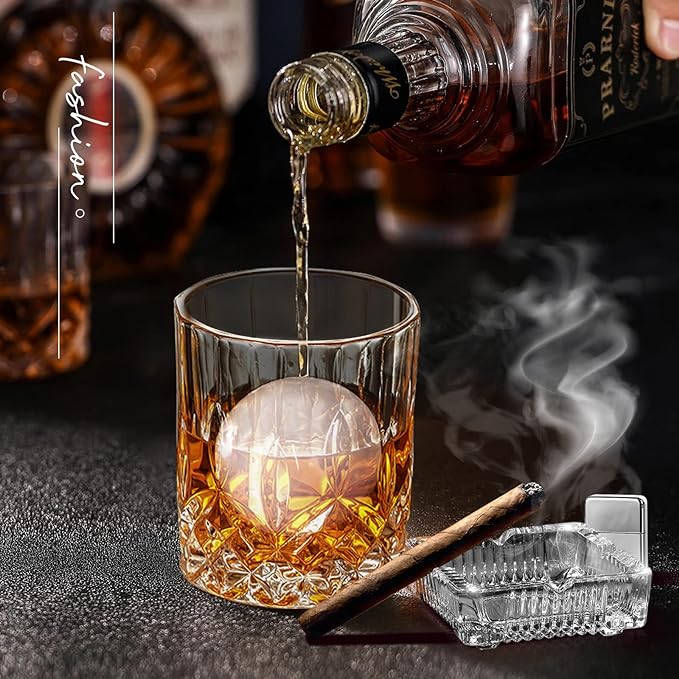 KAQ Whiskey Glasses, Whisky Glasses Set of 2, 320ml Lead-Free Crystal Whisky Glass Gift Set, Personalised Whiskey Gift Sets for Men, Whiskey Tumbler for Scotch Bourbon Gin Rum Negroni Brandy - British D'sire