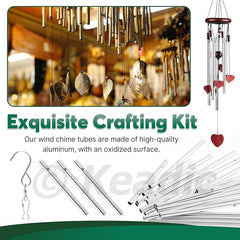 Keadic 61 Pcs 5 Sizes Silver Wind Chimes Tubes Assortment Set with Swivel Hooks Clips and Windchime String, Wind Chime Empty Tubes Parts Supplies for DIY Hanging Home Garden Ornament - British D'sire