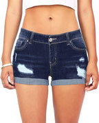 KISSMODA Women's Denim Shorts Rolled Hem Hot High Waisted Ripped Pants Shorts - Women's Shorts and tops Sets - British D'sire