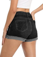 KISSMODA Women's Denim Shorts Rolled Hem Hot High Waisted Ripped Pants Shorts - Women's Shorts and tops Sets - British D'sire