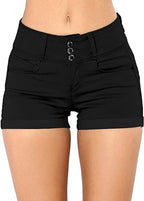 KISSMODA Women's Denim Shorts Rolled Hem Hot High Waisted Ripped Pants Shorts - Women's Shorts and tops Sets - British D'sire