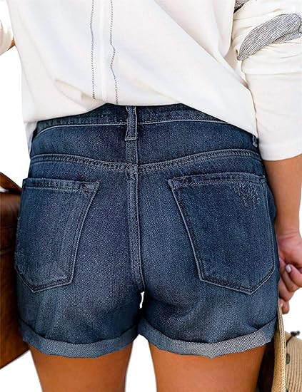 KISSMODA Women's Denim Shorts Rolled Hem Hot High Waisted Ripped Pants Shorts - Women's Shorts and tops Sets - British D'sire