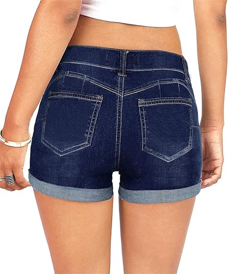 KISSMODA Women's Denim Shorts Rolled Hem Hot High Waisted Ripped Pants Shorts - Women's Shorts and tops Sets - British D'sire