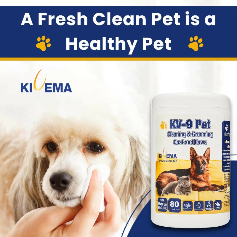 KIVEMA Daily Pet Wipes - Hypoallergenic Dog Wipes - Dog Grooming Wipes - Removes Dirt Buildup and Odor - Unscented - Cat and Dog Wipes for Paws and Butt - Cleaning Gloves & Cloths & Sets - British D'sire