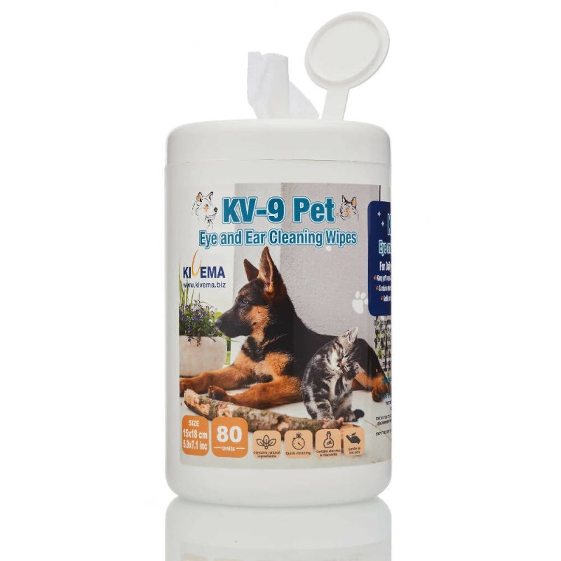 KIVEMA Dog Eye Wipes Tear Stain, Daily Cat Dog Eye Cleaner,Pet Tear Stain Remover. removes Dirt and Discharge Around The Eye and Ear Area. (80 Wipes Jar)… - Cleaning Gloves & Cloths & Sets - British D'sire