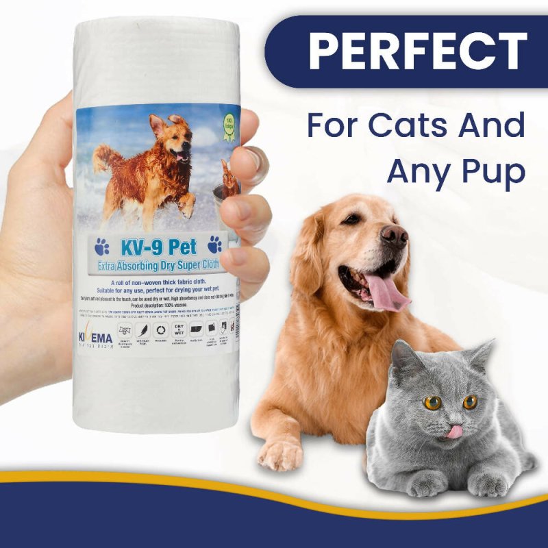 KIVEMA Dog Towels for Wet Fur and Muddy Paws. A roll of Non–Woven Thick Cloth Clean Dog Towel. for Dog, Cat and Puppies. (Dry roll 50 Units)… - Cleaning Gloves & Cloths & Sets - British D'sire