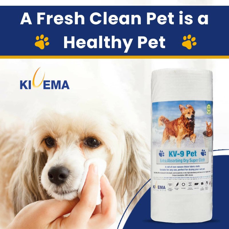 KIVEMA Dog Towels for Wet Fur and Muddy Paws. A roll of Non–Woven Thick Cloth Clean Dog Towel. for Dog, Cat and Puppies. (Dry roll 50 Units)… - Cleaning Gloves & Cloths & Sets - British D'sire