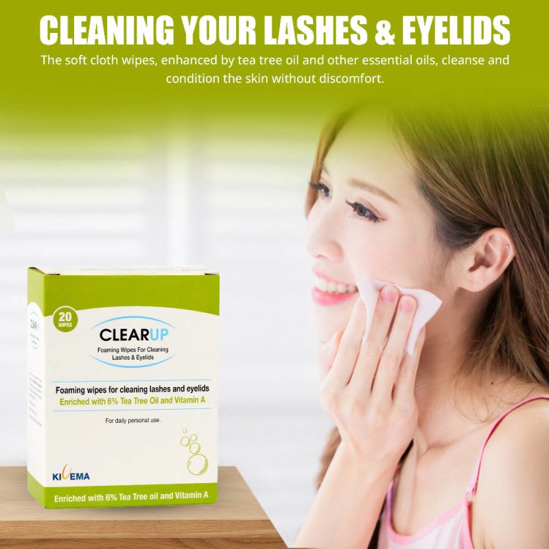 Kivema Ltd ClearUp Eyelid Wipes with 6% Tea Tree Oil - 20 Pieces - Eyes Care - British D'sire