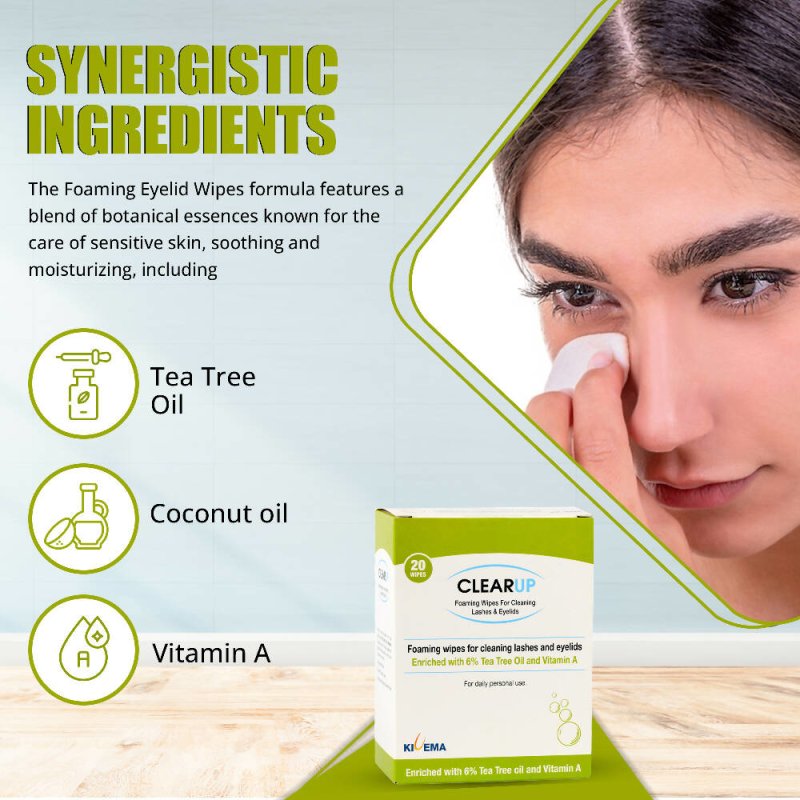 Kivema Ltd ClearUp Eyelid Wipes with 6% Tea Tree Oil - 20 Pieces - Eyes Care - British D'sire