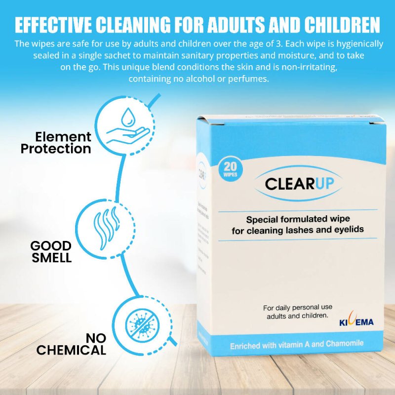 Kivema Organic baby wipes for cleaning lashes and eyelids 20Pcs - Eyes Care - British D'sire