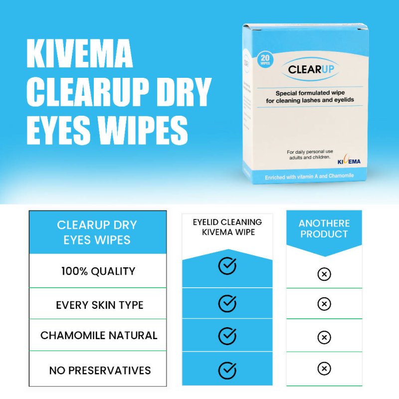 Kivema Organic baby wipes for cleaning lashes and eyelids 20Pcs - Eyes Care - British D'sire